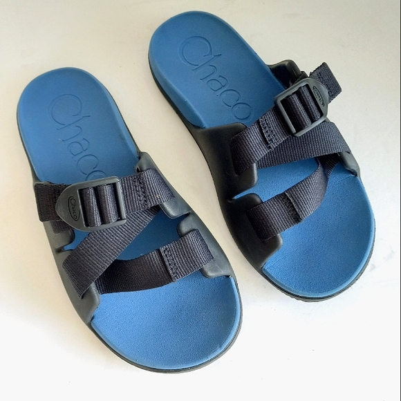 CHACO Chillos Kids Slide Sandals Active Blue Adjustable Strap Outdoor - Picture 3 of 10